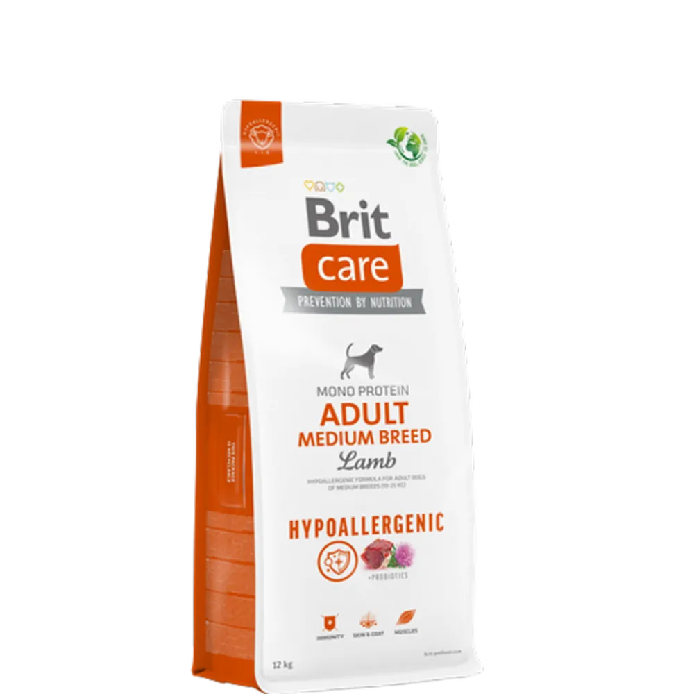 Brit Care 12 kg Orta Irk Yetişkin Köpekler İçin, Tek Proteinli, Hipoalerjenik, Kuzu Etli Kuru Mama 