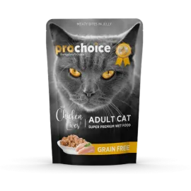Prochoice 85 Gr X 24 Adet Yetişkin Kediler İçin, Tahılsız, Jöle İçinde Tavuk Ve Ciğer Parça Etli Yaş Mama 