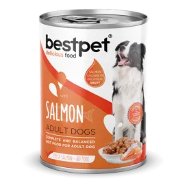 Bestpet 400 gr X 12 ADET  Yetişkin Köpekler İçin, Taze Somon Parça Etli Ve Soslu Yaş Mama 