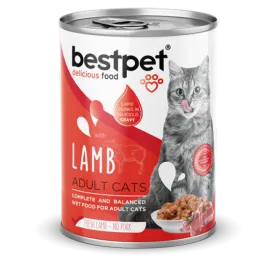 Bestpet 400 gr X 12 ADET  Yetişkin Kediler İçin, Taze Kuzu Parça Etli Ve Soslu Yaş Mama 