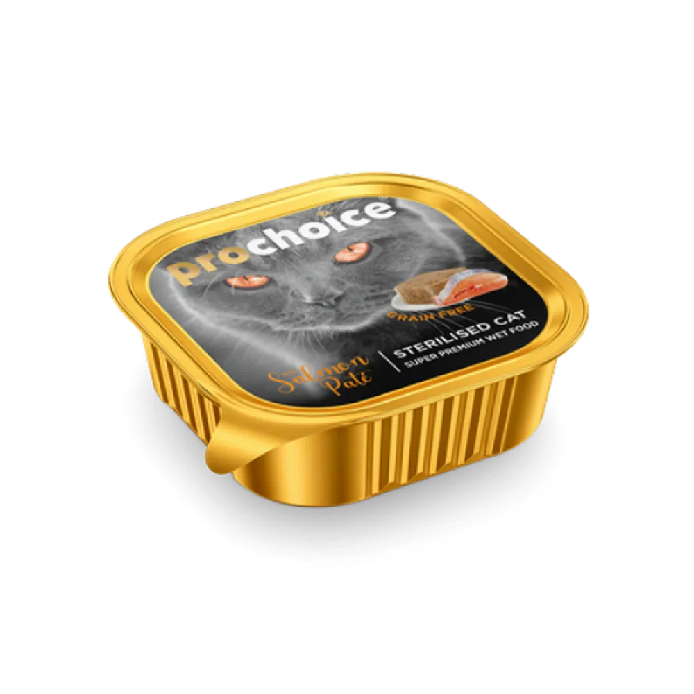 Prochoice 100 Gr X 16 Adet Kısırlaştırılmış Kediler İçin, Tahılsız, Somon Balıklı Ezme 