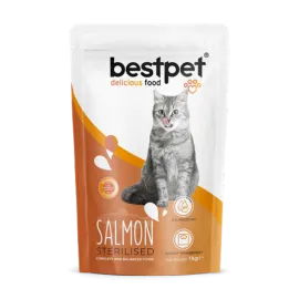 Bestpet 1 kg X 10 ADET  Yetişkin Kısırlaştırılmış Kediler İçin Somonlu Kuru Mama 