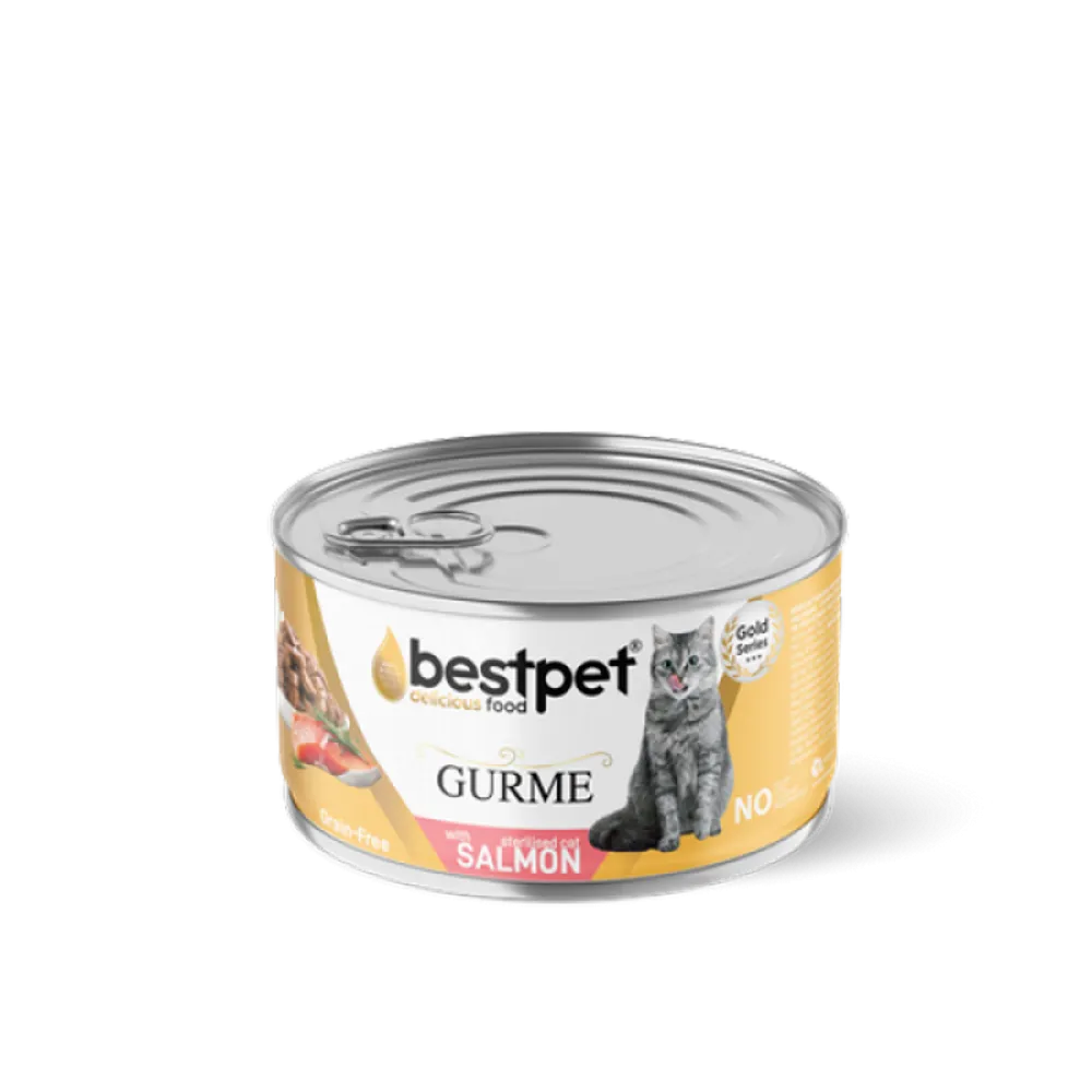 Bestpet 85 gr X 24 ADET Kısırlaştırılmış Yetişkin Kediler İçin Tahılsız, Jöle İçinde Somon Parça Etli Yaş Mama 
