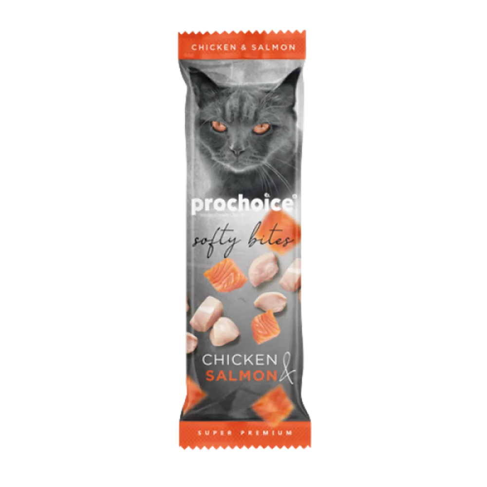 Prochoice 10 gr x 24 adet Softy Bites Chicken - Salmon Kediler için Yumuşak Atıştırmalık 