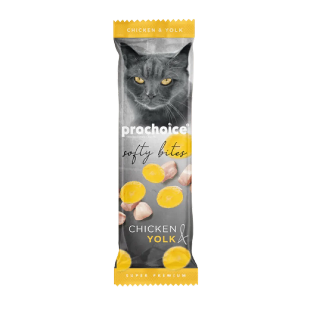 Prochoice 10 gr x 24 adet Softy Bites Chicken - Yolk Kediler için Yumuşak Atıştırmalık 