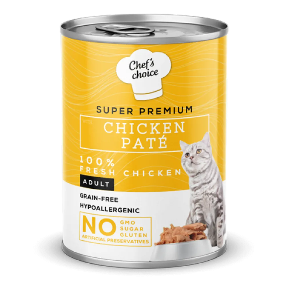 Chefs Choice 400 gr X 12 ADET Yetişkin Kediler İçin, Tahılsız, Hipoalerjenik, Tavuk Etli Ezme  