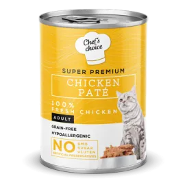 Chefs Choice 400 gr X 12 ADET Yetişkin Kediler İçin, Tahılsız, Hipoalerjenik, Tavuk Etli Ezme  