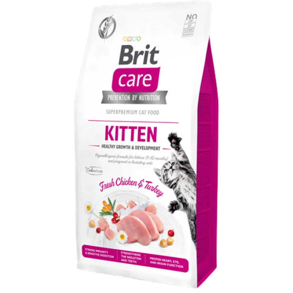 Brit Care 7 Kg Yavru Kediler, Hamile Veya Emziren Kediler İçin, Tahılsız, Hipoalerjenik, Taze Tavuk Ve Hindi Etli Kuru Mama 