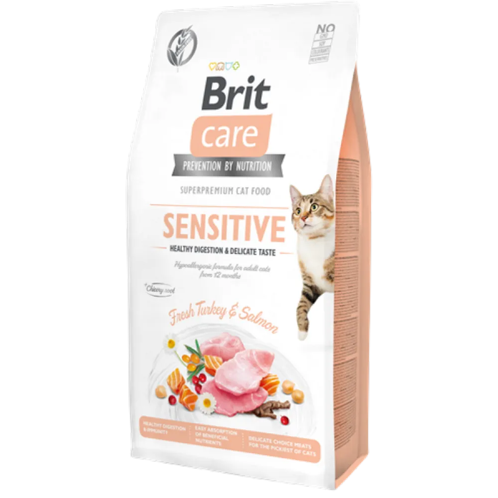Brit Care 7 kg Yetişkin Hassas Kediler İçin, Tahılsız, Hipoalerjenik, Taze Hindi Etli Ve Somonlu Kuru Mama 