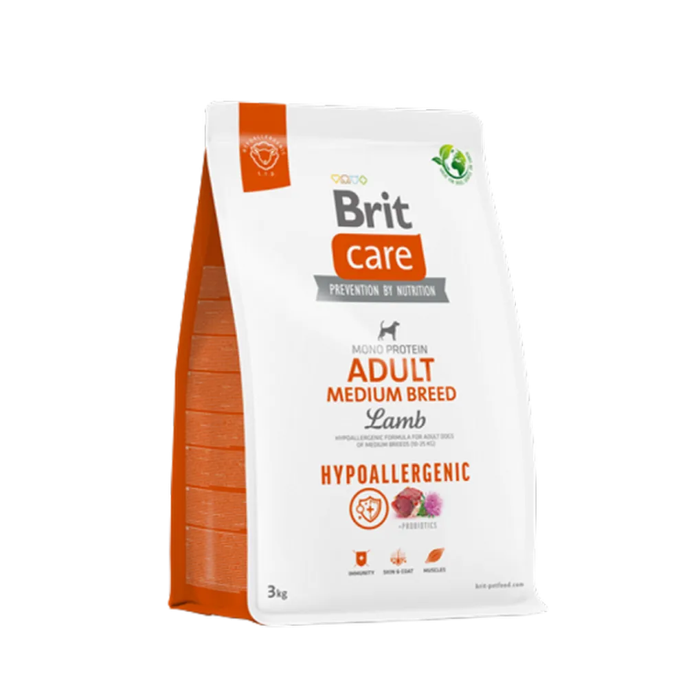 Brit Care 3 kg X 4 ADET Orta Irk Yetişkin Köpekler İçin, Tek Proteinli, Hipoalerjenik, Kuzu Etli Kuru Mama 