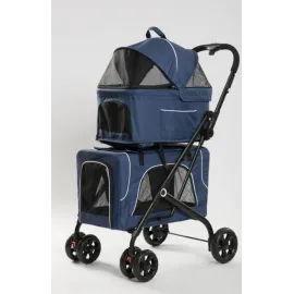 Tommy Çift Katlı Evcil Hayvan Arabası Mavi 66*50* 98Cm Max 30Kg