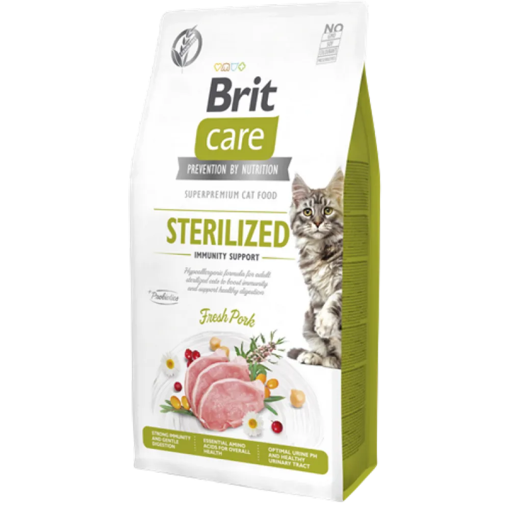 Brit Care 7 kg Kısırlaştırılmış Kediler İçin, Tahılsız, Hipoalerjenik, Domuz Etli Kuru Mama 