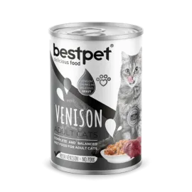 Bestpet 400 gr X 12 ADET Yetişkin Kediler İçin, Taze Geyik Parça Etli Ve Soslu Yaş Mama 