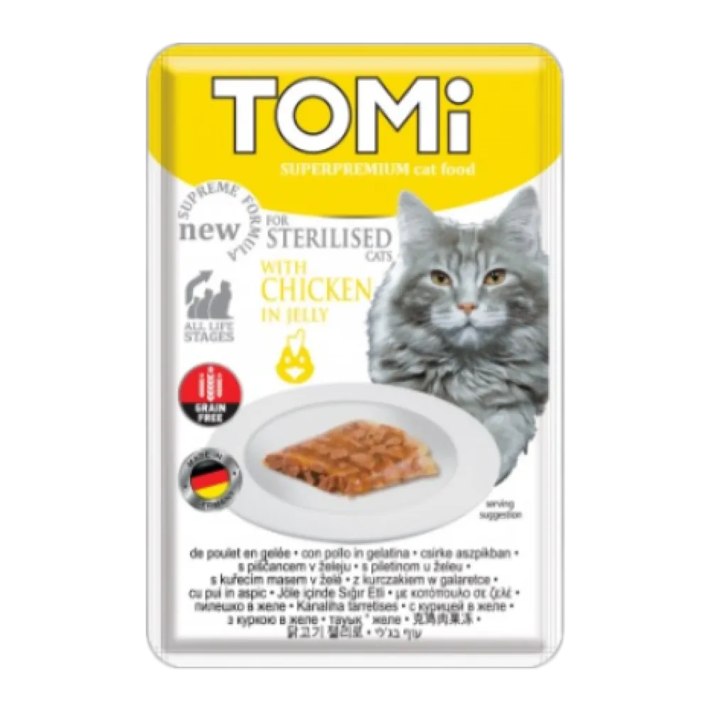 Tomi Kedi Kısırlaştırılmış Tavuk Tahılsız Pouch85G Mama