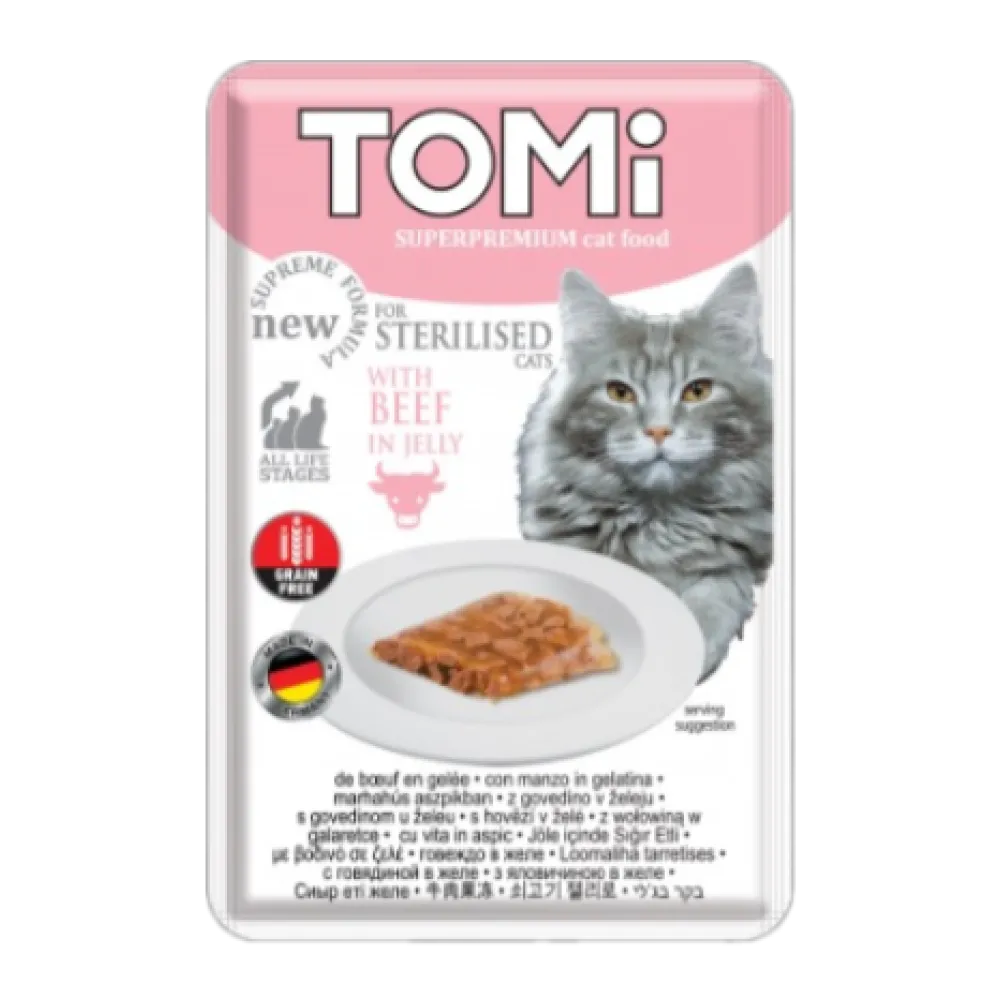 Tomi Kedi Kısırlaştırılmış Dana Tahılsız Pouch 85G Mama