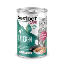 Bestpet 400 gr X 12 ADET  Yetişkin Kediler İçin Tüy Yumağı Kontrolü Sağlayan Tavuk Eti Parçalı ve Soslu Mama 