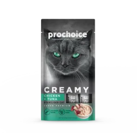 Prochoice 4x15 gr X 12 ADET Creamy Kısırlaştırılmış Kediler İçin Tavuklu ve Tuna Balıklı Sıvı Ödül Maması 