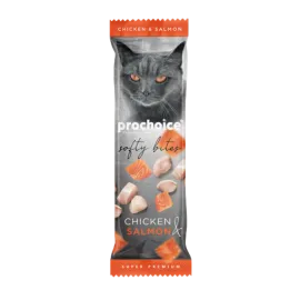 Prochoice 10 gr x 24 adet Softy Bites Chicken - Salmon Kediler için Yumuşak Atıştırmalık 