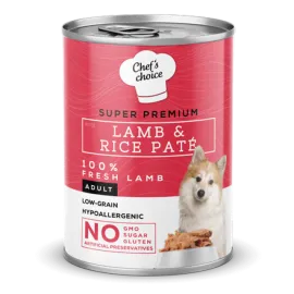 CHEFS CHOICE  400 GR X 12 ADET  YETIŞKIN KÖPEKLER İÇIN, HIPOALERJENIK, KUZU ETLI VE PIRINÇLI EZME