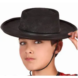 Siyah Renk Keçe Flamenko Şapkası Çocuk Boy