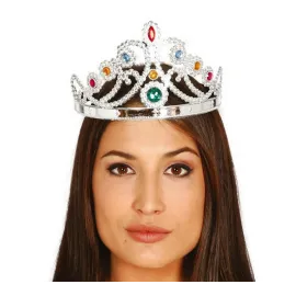 Gümüş Renk Plastik Prenses Tacı Kraliçe Tacı 60 cm