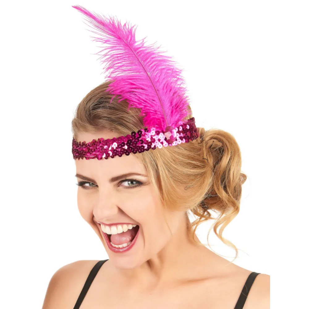 70'ler 80'ler ve 90'lar Temalı Fuşya Renk Çarliston Saç Bandı