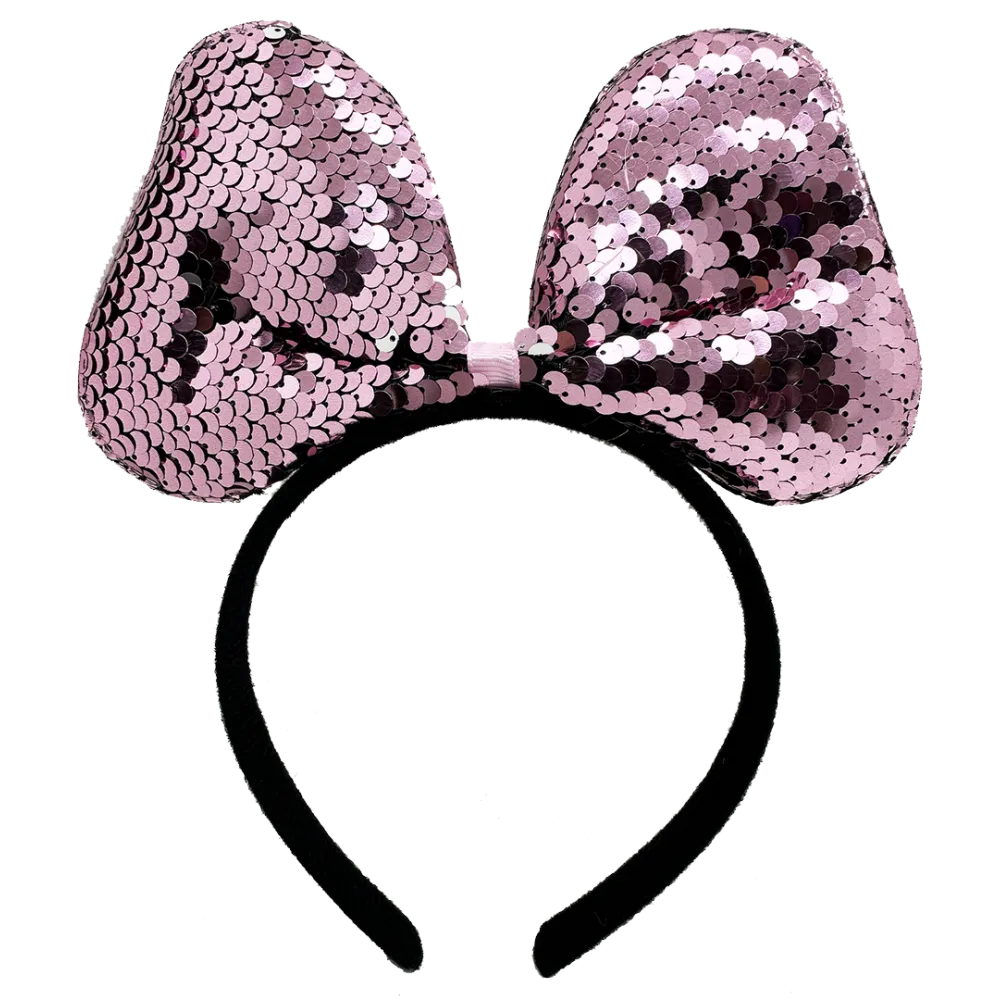 Renk Değiştiren Pullu Payetli Fiyonk Parti Tacı Pembe Gümüş Renk 20X16 Cm