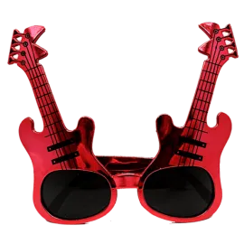 Kırmızı Renk Rockn Roll Gitar Şekilli Parti Gözlüğü 15x15 cm