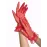 Kısa Boy Likralı Güpürlü Yetişkin Tül Eldiven Kırmızı Renk 