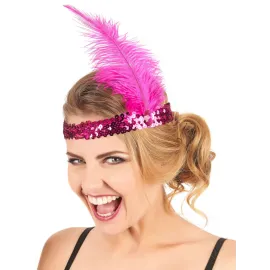 70'ler 80'ler Ve 90'lar Temalı Fuşya Renk Çarliston Saç Bandı