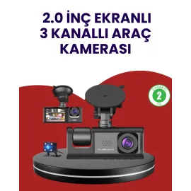 Üç Kameralı Araç Kamerası | Full HD 1080P Ön + HD İç/Arka