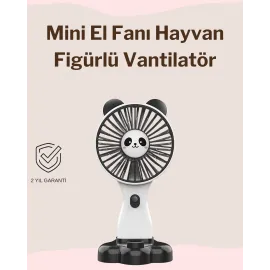 Mini Fan Hayvan Figürlü – Şarj Edilebilir Taşınabilir El Vantilatörü