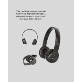 Bluetooth Kablosuz Kulaklık – Extra Bass, TF Kart, Mikrofonlu, Ayarlanabilir Ergonomik Tasarım