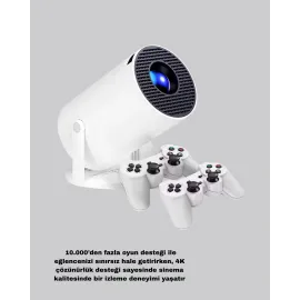 Taşınabilir Projeksiyon Cihazı 4K Destekli Wi-Fi Kablosuz Ekran Yansıtma
