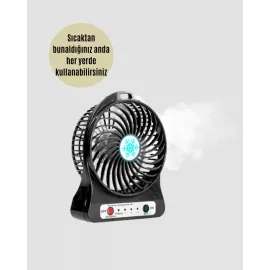 Şarjlı Usb Fan – Masaüstü Mini Vantilatör, Taşınabilir, Işıklı, 3 Kademeli, Sessiz