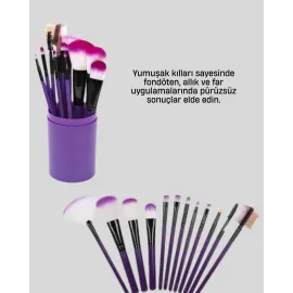 12’li Profesyonel Makyaj Fırça Seti Ultra Yumuşak Sentetik Kıllı