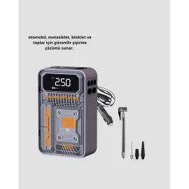 150 PSI Kablosuz Şarjlı Hava Pompası – LED Ekranlı ve Otomatik Kapanma Özellikli