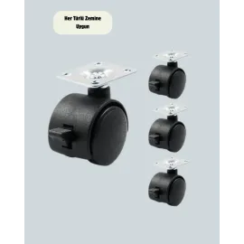Kilitli Mini Tekerlek Ayak 4 Cm 4’Lü Set