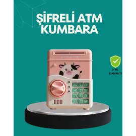 Pembe Atm Kasa Görünümlü Elektronik Şifreli Çocuk Kumbarası