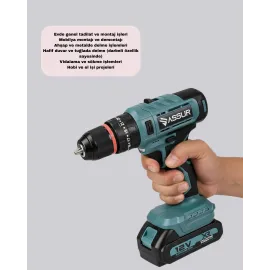 Dijital Ekranlı Matkap Seti Çift Akülü