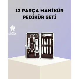 Paslanmaz Çelik Çok Fonksiyonlu 12 Manikür Seti