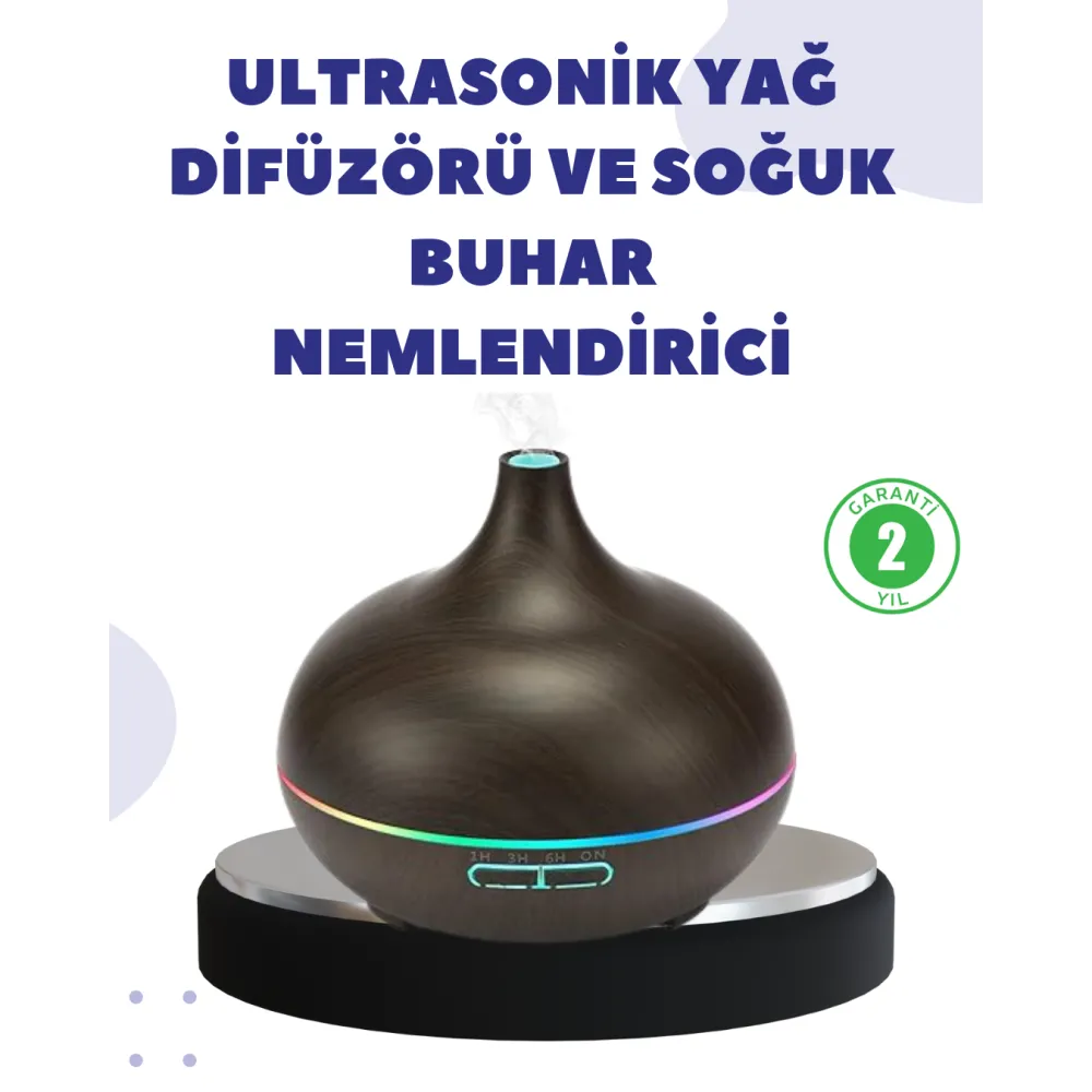 Uçucu Yağ Uyumlu Renkli Led Işıklı Nemlendirici