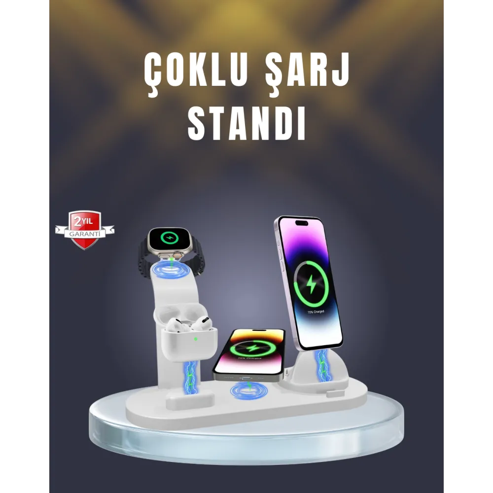 Iphone, Airpods Ve Akıllı Saat Uyumlu Çoklu Şarj Cihazı
