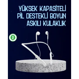 USB Şarjlı Uzun Ömürlü Boyun Askılı Bluetooth Kulaklık