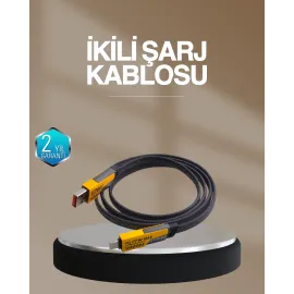 Hızlı Şarj Destekli 65W Örgülü USB-C ve USB-A Çoklu Şarj Kablosu