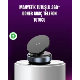 Araç İçi Manyetik Telefon Tutucu 360° Döner Vakumlu Stand