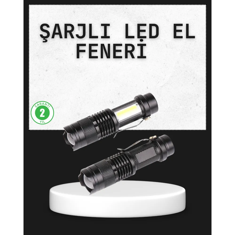 Odak Ayarlı 2000 Lümen Şarjlı LED El Feneri