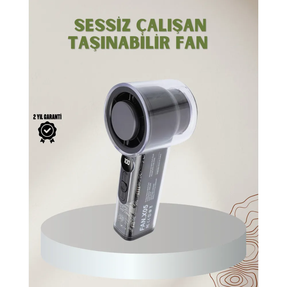 100 Kademeli Ayarlanabilir Mini Fan | Dijital Ekranlı Serinletici
