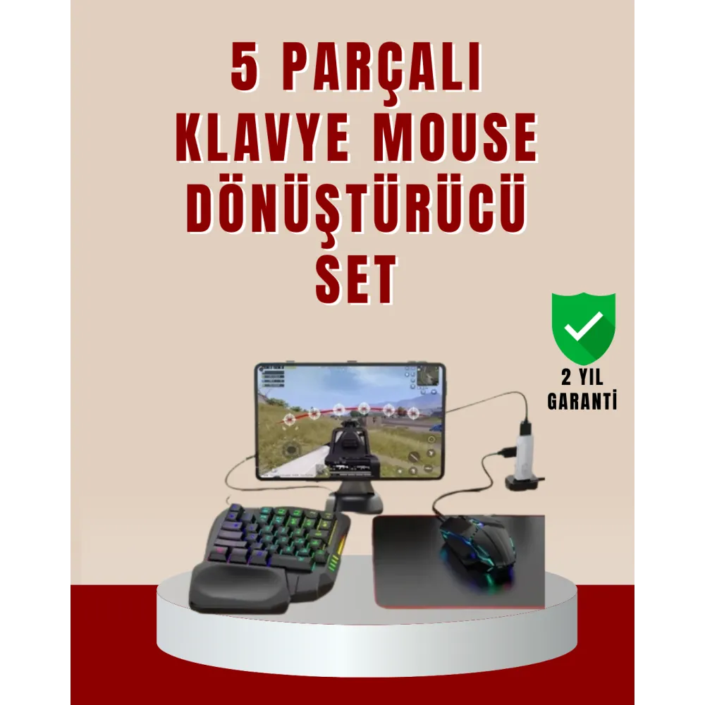 5’i 1 Arada Mobil Oyun Seti Klavye Mouse Dönüştürücü iOS & Android