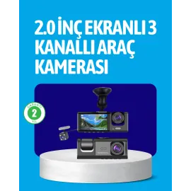 3 Kameralı Araç İçi Kayıt Cihazı  Suya ve Toza Dayanıklı Tasarım